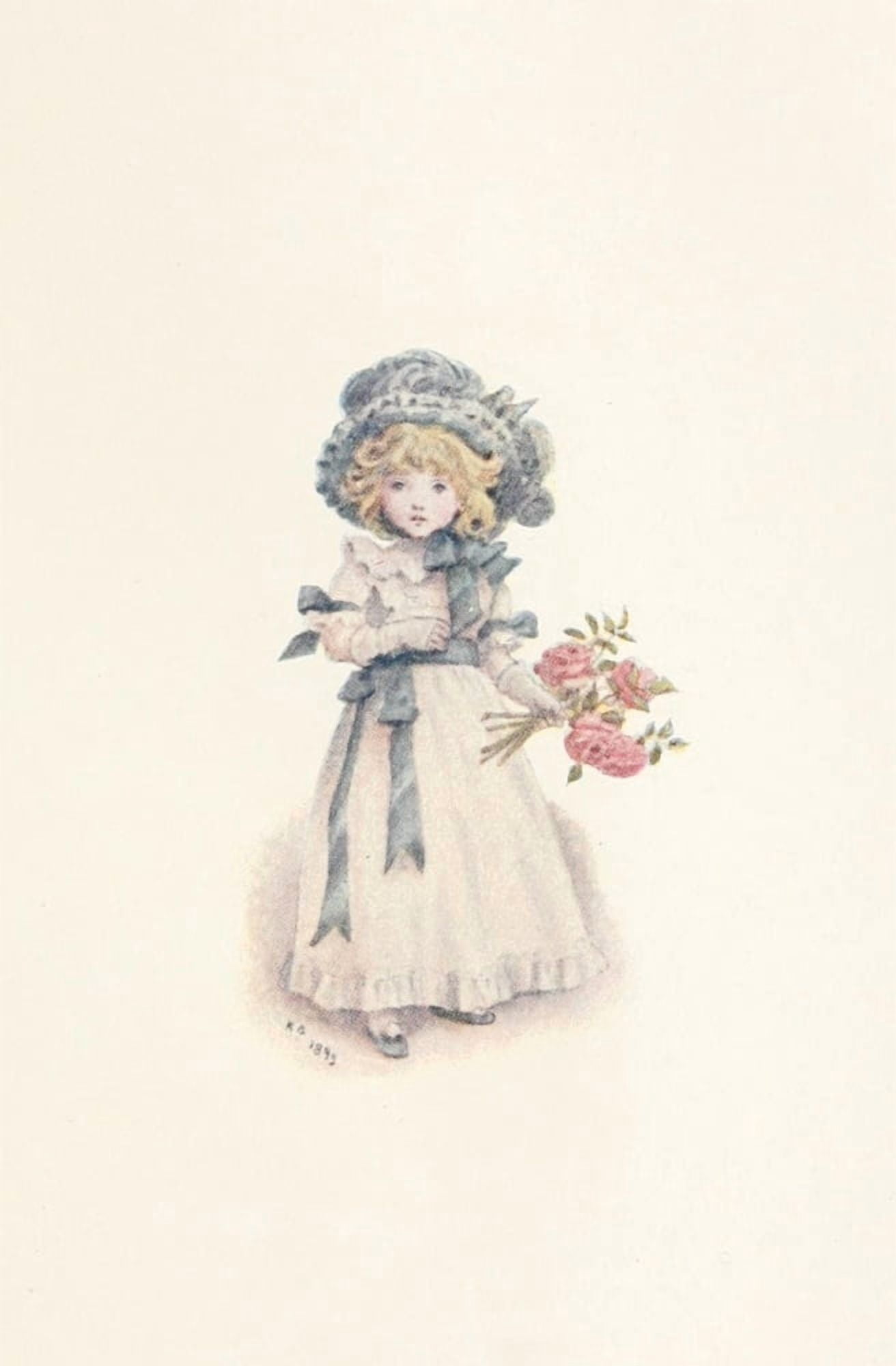 Kate Greenaway 1905 Taking in the roses Canvas Art - Kate Greenaway (18 x 24)