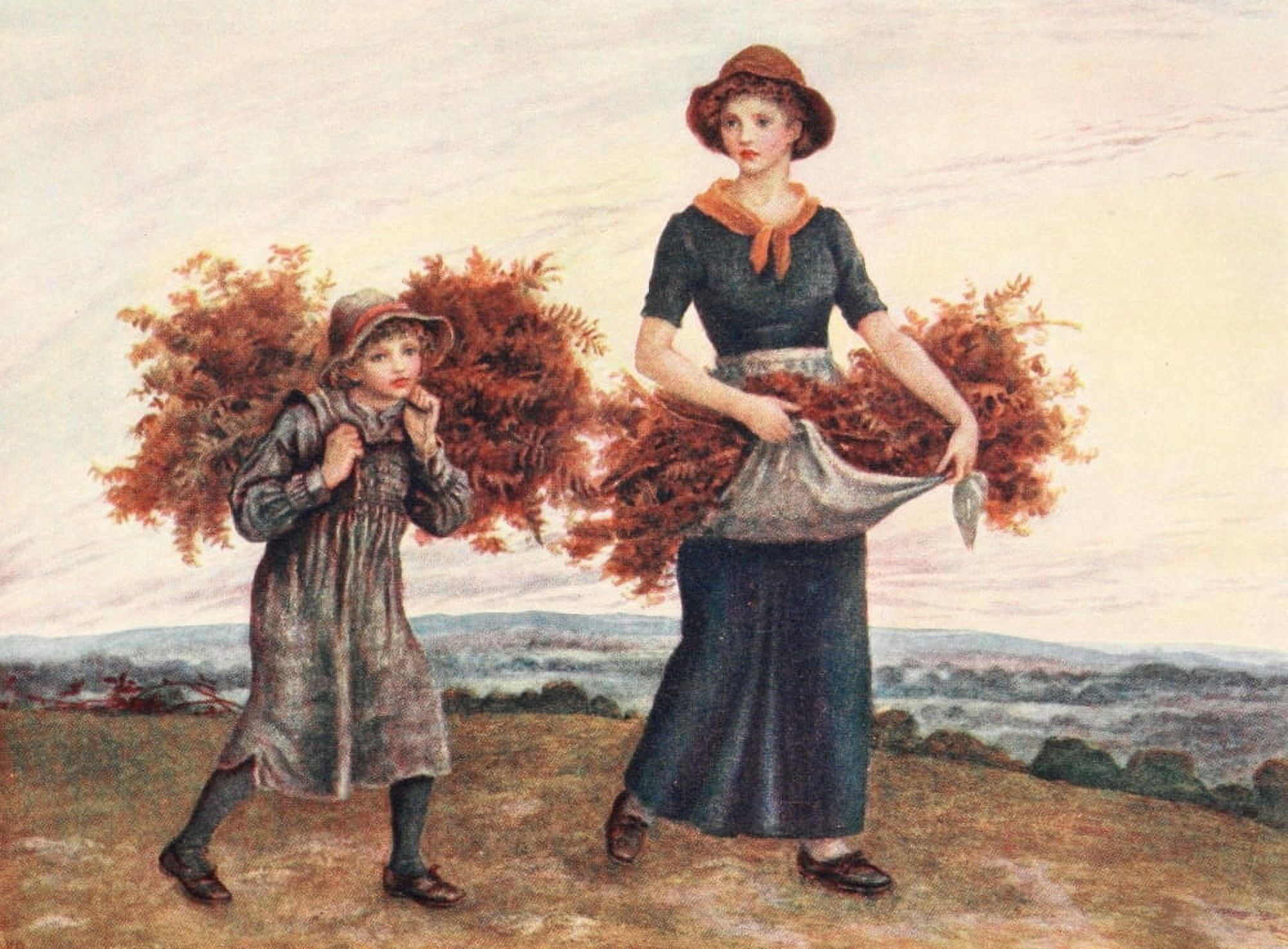 Kate Greenaway 1905 The Bracken Gatherers Canvas Art - Kate Greenaway (24 x 36)