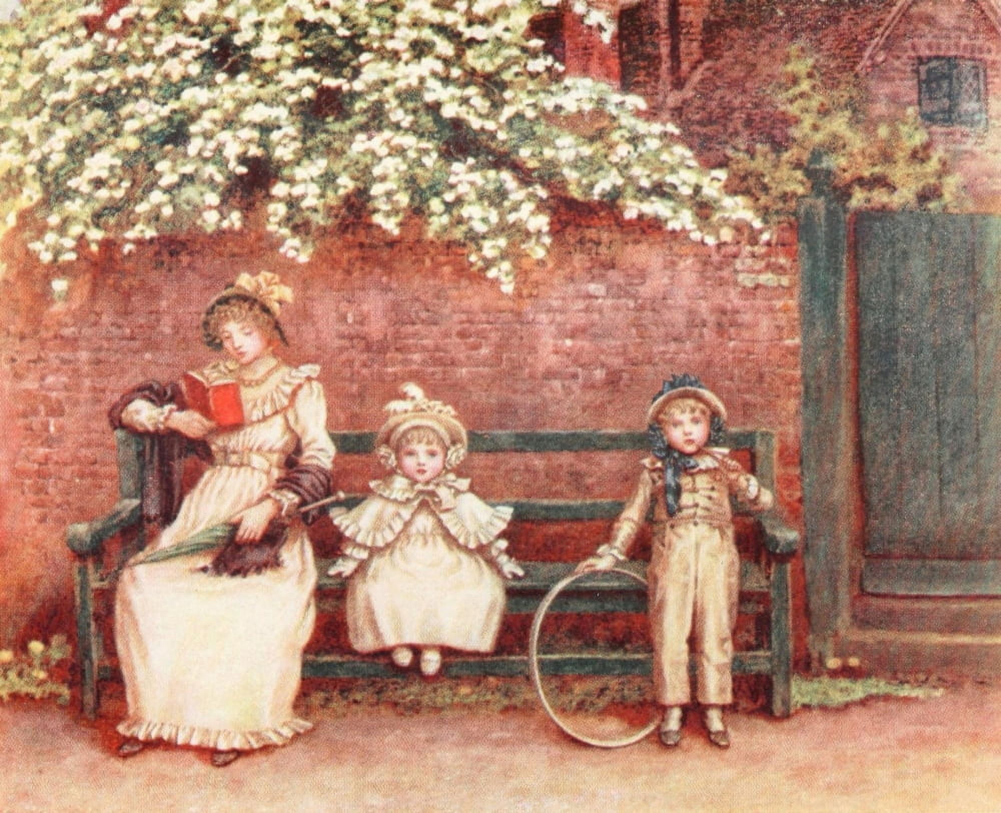 Kate Greenaway 1905 The Garden Seat Canvas Art - Kate Greenaway (24 x 36)