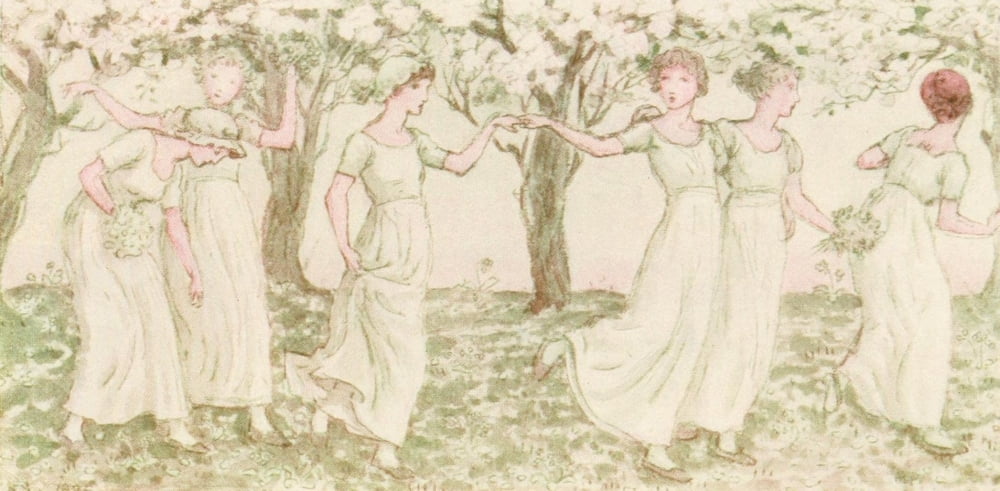 Kate Greenaway 1905 The May Dance Canvas Art - Kate Greenaway (18 x 24)