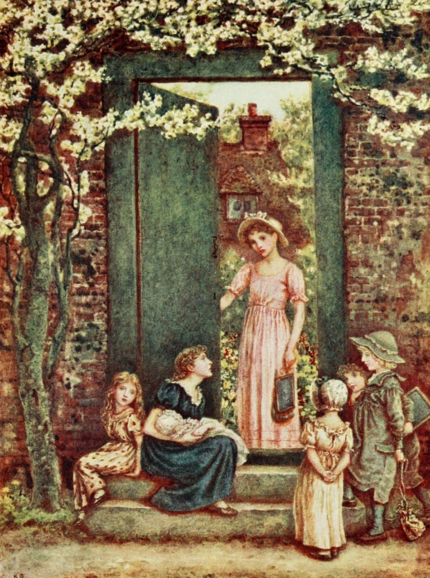 Kate Greenaway 1905 The Open Door Canvas Art - Kate Greenaway (24 x 36)