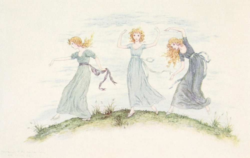 Kate Greenaway 1905 The dancing of the Felspar fairies Canvas Art - Kate Greenaway (18 x 24)