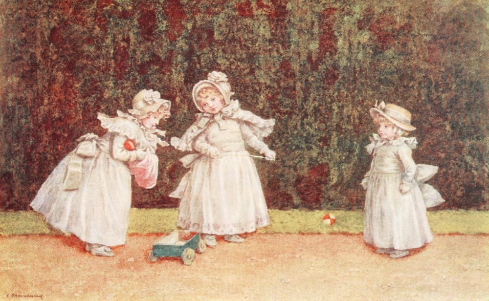 Kate Greenaway 1905 The little go-cart Canvas Art - Kate Greenaway (18 x 24)