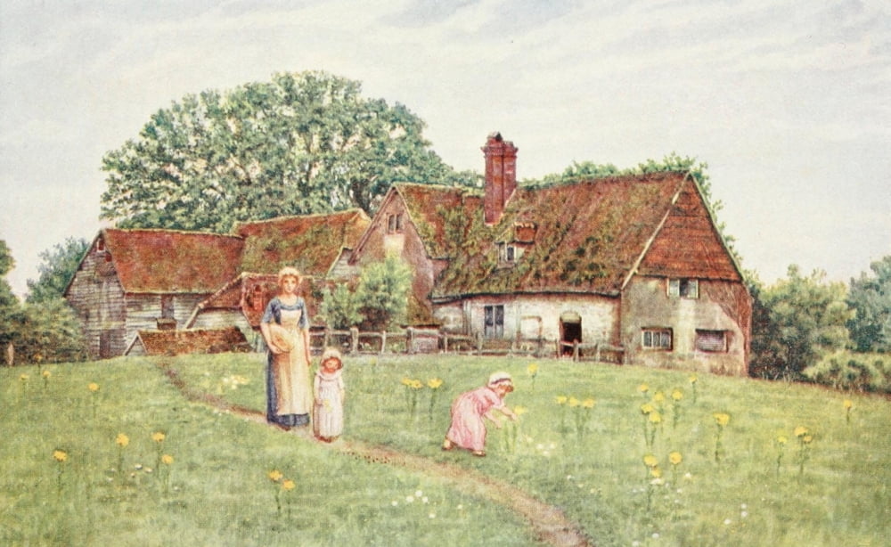 Kate Greenaway 1905 The old farmhouse Canvas Art - Kate Greenaway (18 x 24)
