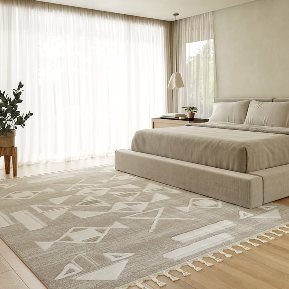 Rugs USA Eden Southwestern Tasseled Area Rug, 4' x 6', Eden Light Beige