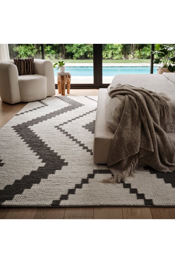 Eighty-Eight Wool Area Rug, 5' x 8', Eighty-Eight Dark Grey