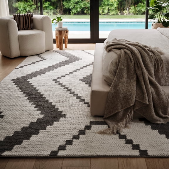 Rugs USA Eighty-Eight Wool Area Rug, 7' 6" x 9' 6", Eighty-Eight Dark Grey