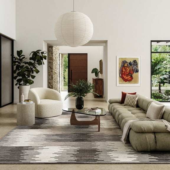 Memento Abstract Reversible Wool Area Rug, 3' x 5', Memento Charcoal