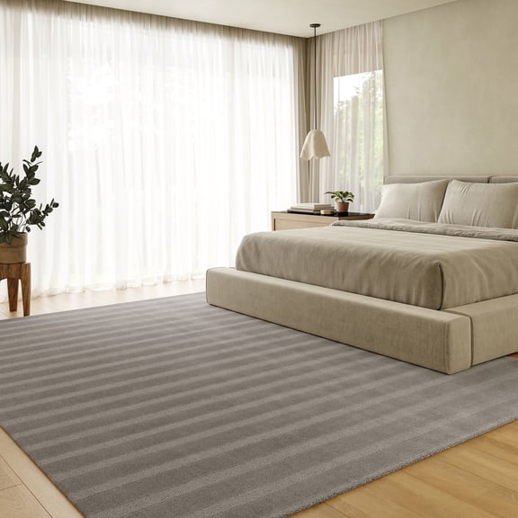 Rugs USA Vestry Striped Wool Area Rug, 9' 6" x 13' 6", Vestry Bark