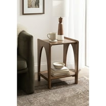 Kate and Laurel Aarstad Modern Rectangle Mango Wood Side Table, 16 x 14 x 22, Walnut Brown, Mid-Century Arched Two-Tier End Table for Use as a Bedroom Nightstand or Living Room Plant Stand