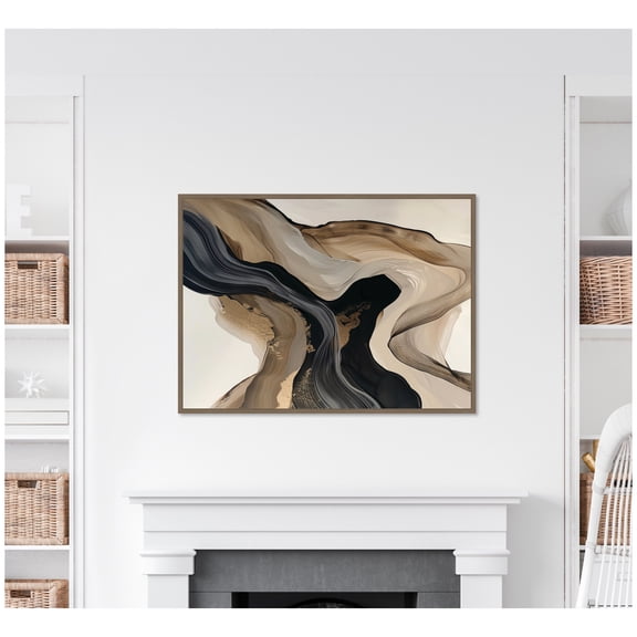 Kate and Laurel Abstract Dream II Framed Canvas Wall Art by Amy Lighthall 38 x 28 Sylvie Dark Gold, Modern, Abstract Art for Wall Decor, Living Room, Bedroom