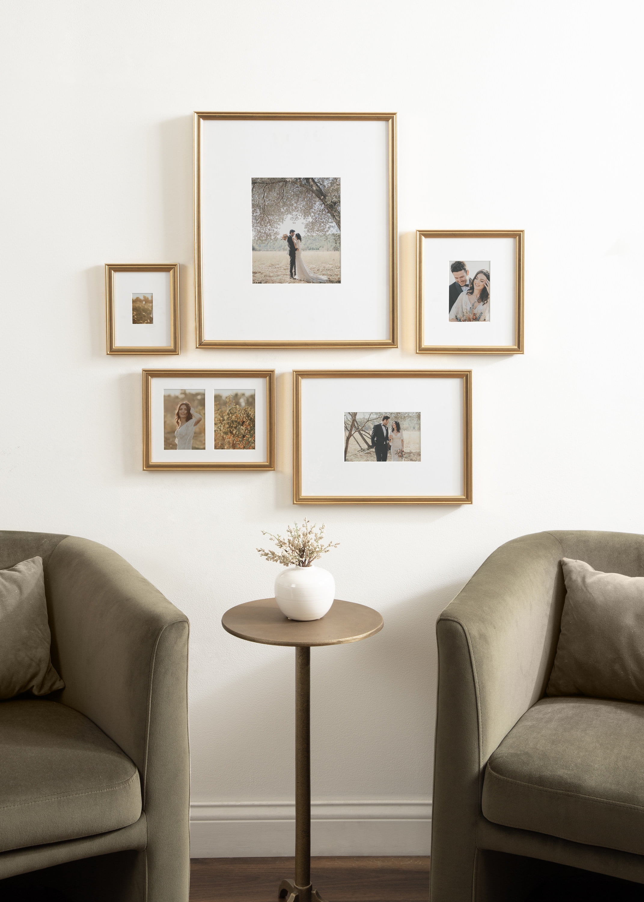 Adlynn Gold Classic Wall Picture Frame Set, 5 Pieces