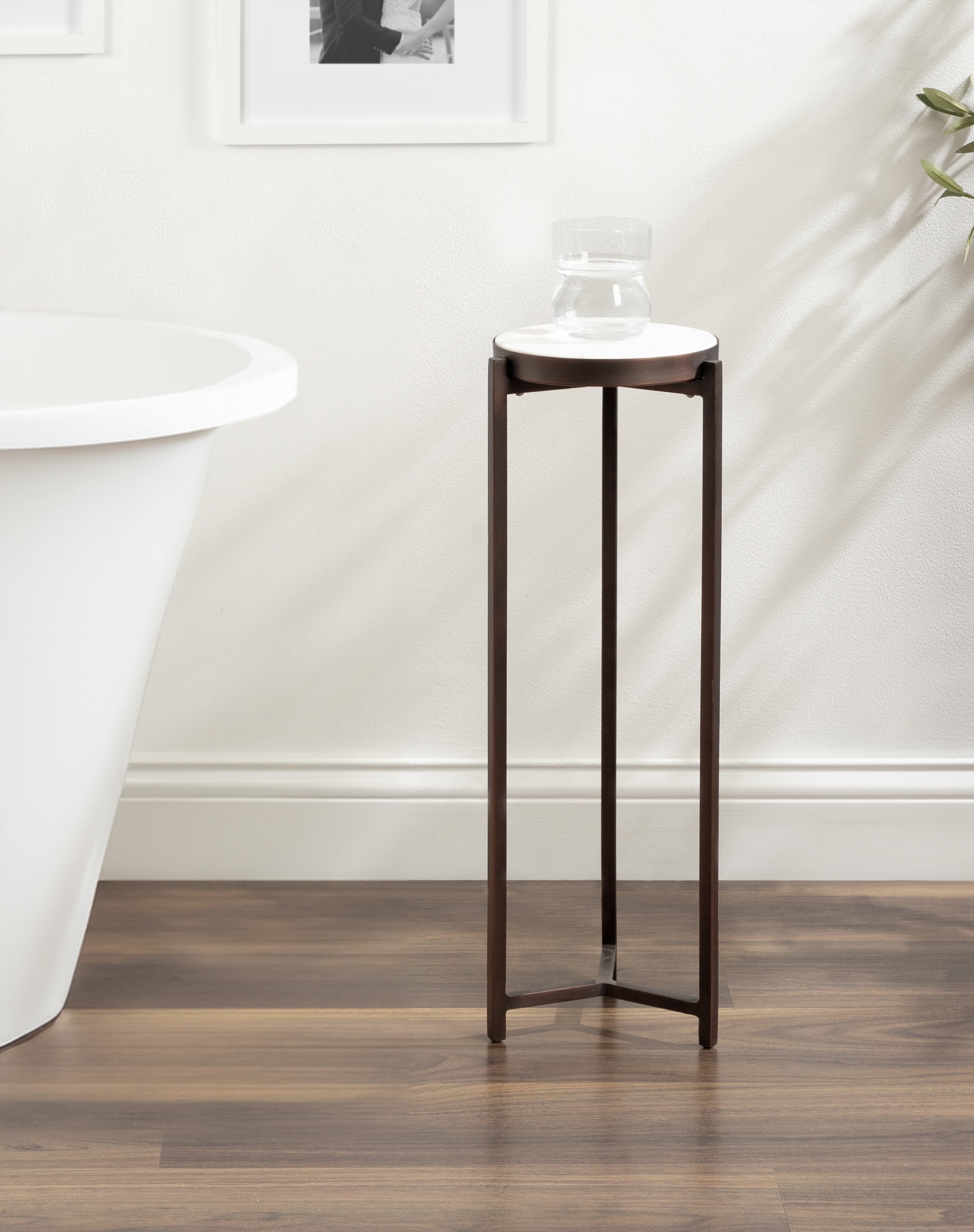 Kate and Laurel Aguilar Modern Round Drink Table, 9 x 9 x 23, White and ...