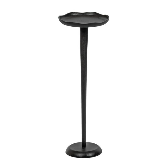 Kate and Laurel Alessia Modern Decorative Metal Drink Table, 8 x 8 x 22, Black, Round Cast Aluminum Pedestal Plant Stand with Rough Texture and Deckled Edge