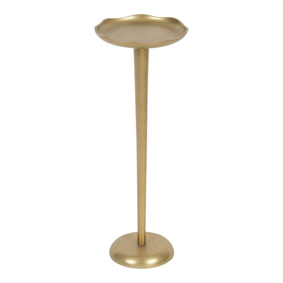 Kate and Laurel Alessia Modern Decorative Metal Drink Table, 8 x 8 x 22, Gold, Stunning Cast Aluminum Pedestal Plant Stand with Rough Texture and Deckled Edge