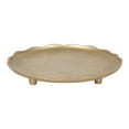 thumbnail image 1 of Kate and Laurel Alessia Modern Decorative Scalloped Round Footed Metal Tray, 16 Inch Diameter, Gold, Food-Safe Cast Aluminum Pedestal Transitional Tray with Rough Texture and Deckled Edge, 1 of 7