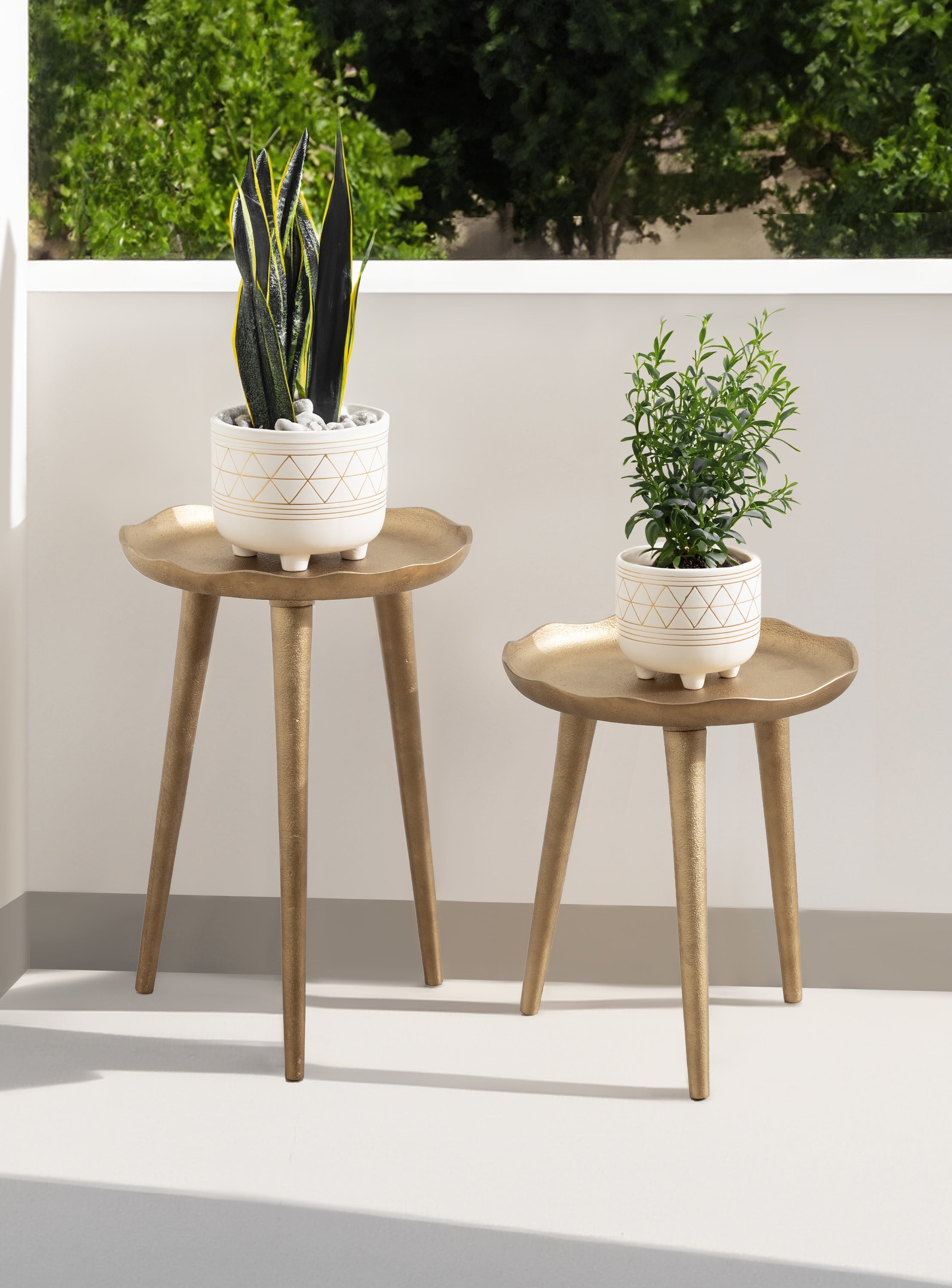 Modern Plant Riser Kate and Laurel Alessia Modern Round Outdoor Plant Stand Set, Set of 2 ...