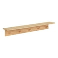 thumbnail image 1 of Kate and Laurel Alta Modern Floating Wood Wall Shelf with Coat Hooks, 36 x 5 x 5, Natural Wood, Decorative Wooden Shelf with 5 Hanging Posts for Storage, 1 of 8