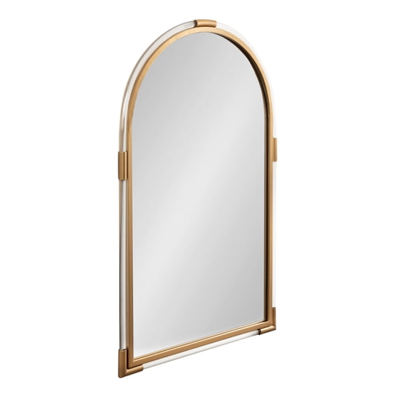 Kate and Laurel Arceo Modern Glam Acrylic Arch Mirror, 22 x 34, Gold, Arched Mirror Decor with Metal Detailing for Use as Bathroom Vanity Mirror Above Sink