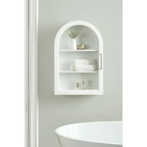 Kate and Laurel Arcott Modern Arch Wall Cabinet, 16 x 7 x 24, White, Transitional Arched Cabinet for Use as Over-the-Toilet Storage or Living Room Storage Option