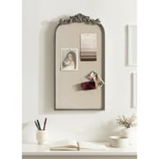 Kate and Laurel Arendahl Arch Pinboard, 13 x 25, Silver, Framed Arched Ornate Vintage Cork Board for Use as Motivational Vision Board or Wall Organizer