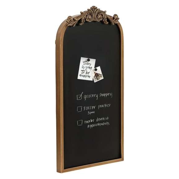 Kate and Laurel Arendahl Decorative Vintage Arch Chalkboard, 13 x 25, Gold, Framed Arched Ornate Magnetic Chalkboard for Unique Display, Decoration, and Organization