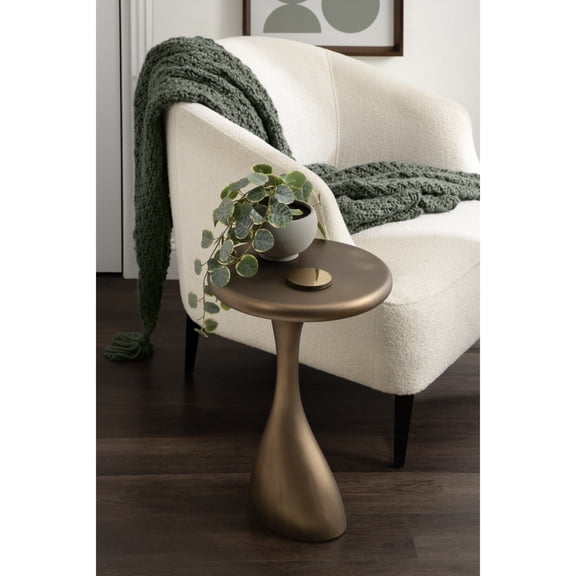 Kate and Laurel Auclair Modern Metal Round Side Table, 14 x 14 x 22, Antique Brass, Sculptural Circle End Table for Use as Unique Bedroom Nightstand or Pedestal Martini Table