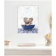 thumbnail image 1 of Kate and Laurel Baby Elephant No6 in Eclectic Blue Bath Framed Canvas Wall Art by Amy Peterson 18 x 24 Sylvie Beaded White, Whimsical, Animals Art for Wall Decor, Living Room, Bedroom, 1 of 8