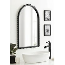 Kate and Laurel Beadbrook Modern Beaded Arched Mirror, 20 x 30, Black, Transitional Arch Wall Mirror for Use as Bathroom Mirror or Entryway Mirror Decor