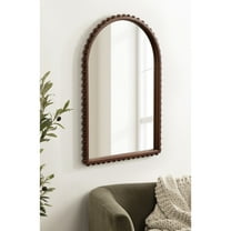 Kate and Laurel Beadbrook Modern Beaded Arched Mirror, 20 x 30, Walnut Brown, Transitional Arch Wall Mirror for Use as Bathroom Mirror or Entryway Mirror Decor