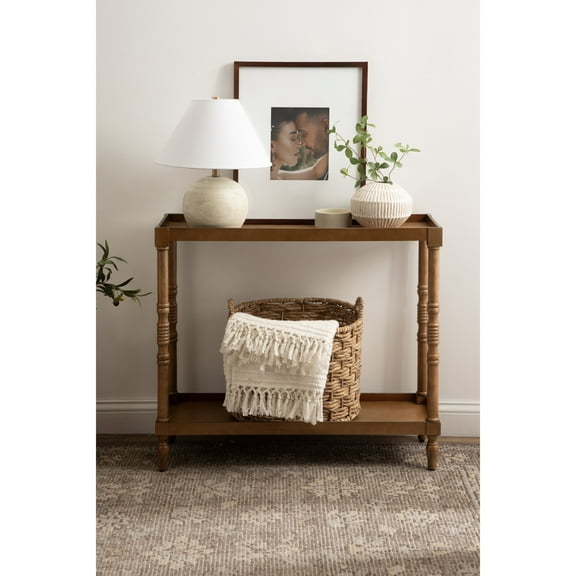 Kate and Laurel Bellport Farmhouse Rectangle Console Table, 34 x 12 x 30, Rustic Brown, Vintage Inspired Rectangular Entryway Table for Use as Entry Storage and Display
