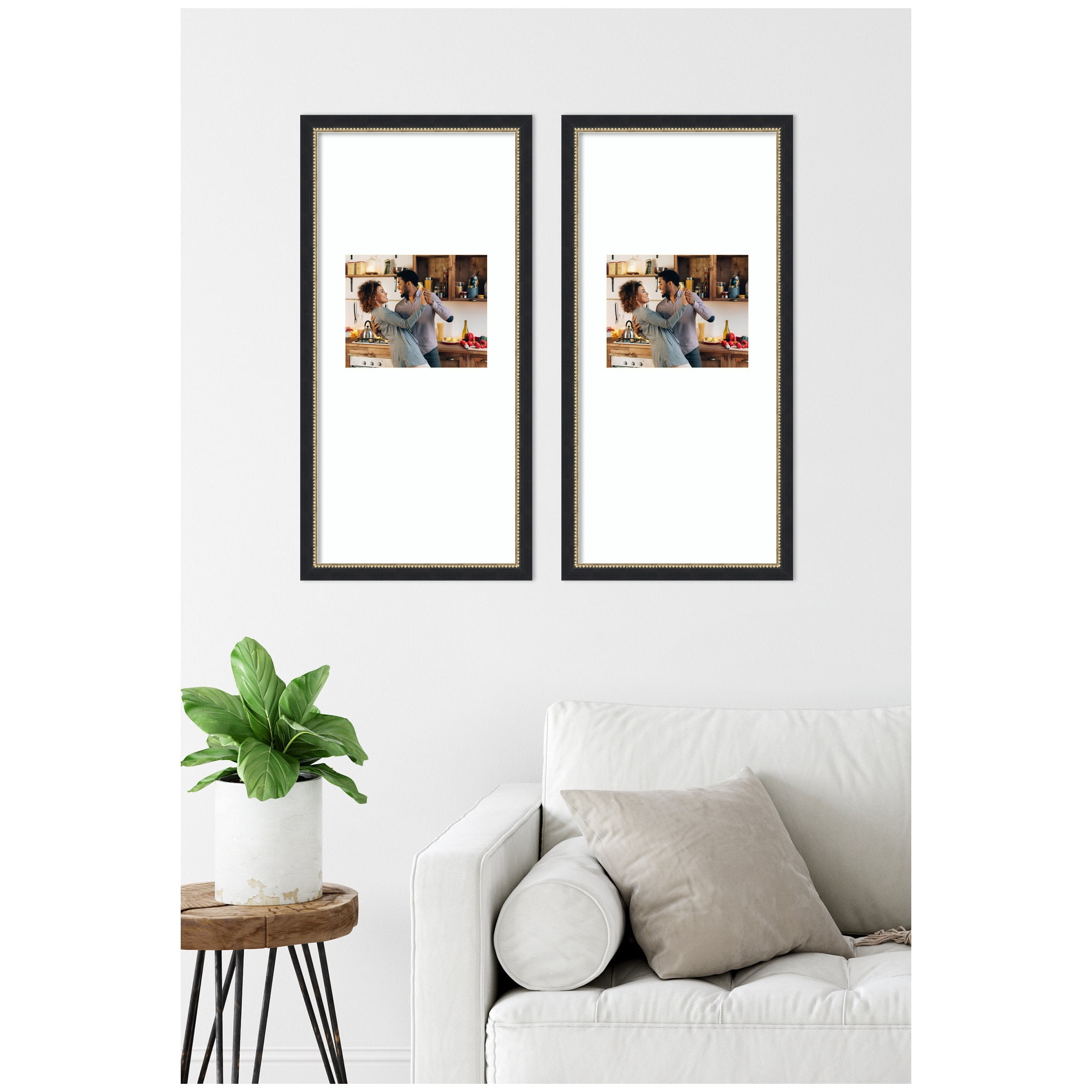 Frame 14x30 Kate and Laurel Belmont Black 14x30 matted to 8x10 Rectangular Picture ...