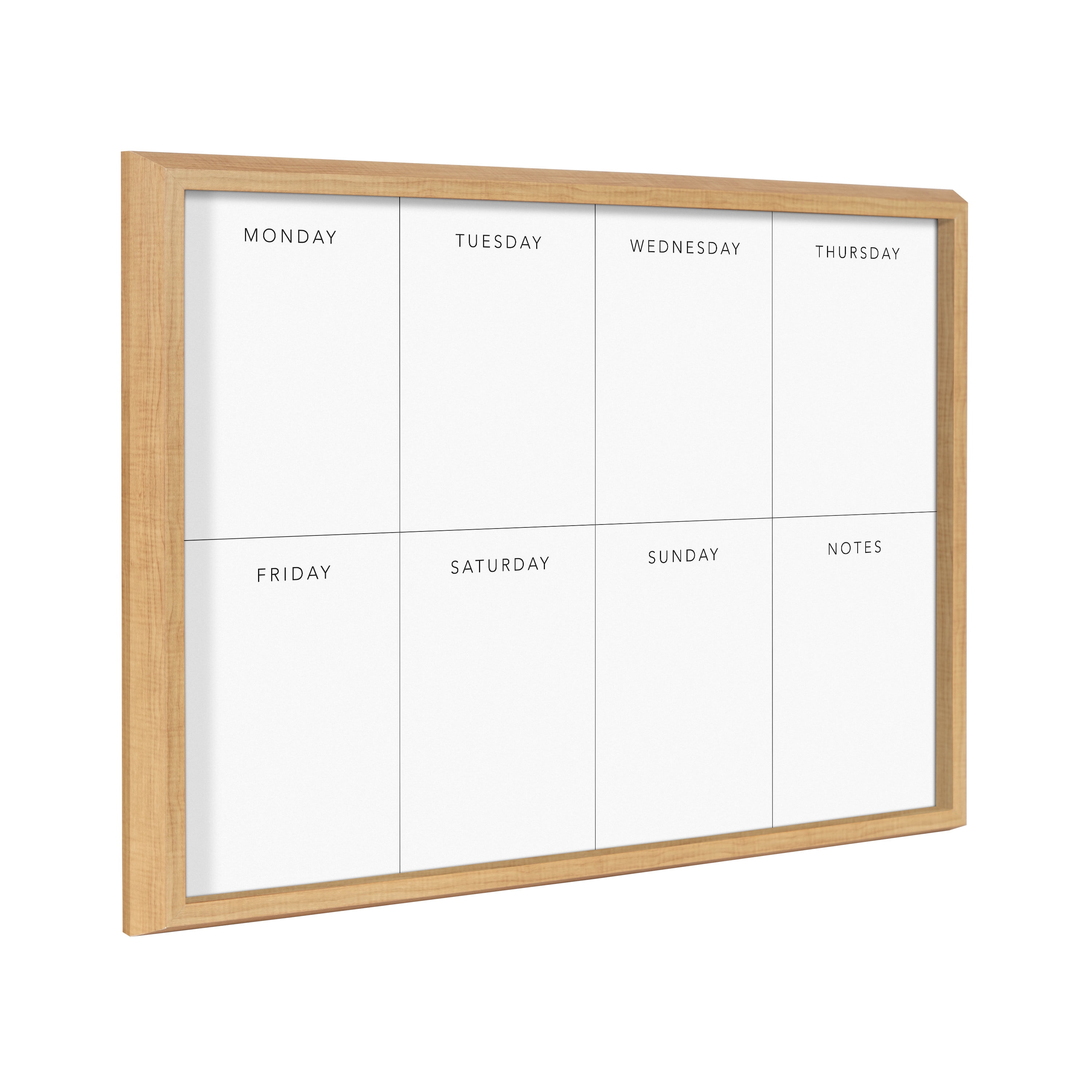 Kate and Laurel Blake This Week Framed Printed Dry-Erase Glass Wall Art by The Creative Bunch Studio, 18x24 Natural, Decorative White Board Organizer for Wall
