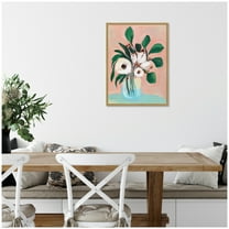 Kate and Laurel Blush in Bloom Framed Canvas Wall Art by Nikita Jariwala 18 x 24 Sylvie Beaded Rustic Natural, Modern Contemporary, Flowers, Still Life Art for Wall Decor, Living Room, Bedroom