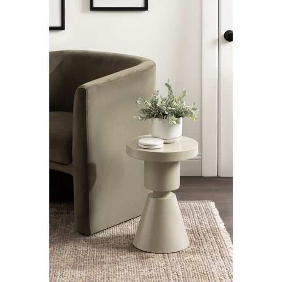 Kate and Laurel Boswell Modern Textured Metal Round Side Table, 12 x 12 x 18, Gray, Geometric Circle End Table for Use as Unique Bedroom Nightstand or Fun Indoor Plant Stand