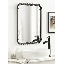 Kate and Laurel Brazelton Traditional Rounded Rectangle Ornate Mirror, 20 x 27, Black, Ornamental Round Rectangular Classic Framed Wall Mirror for Bathroom Vanity Mirror or Fireplace Mantel Mirror