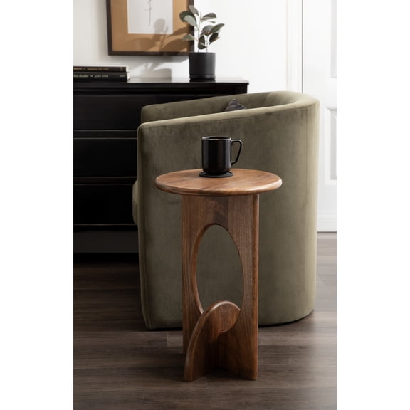 Kate and Laurel Brence Modern Mango Wood Round Side Table, 14 x 14 x 22, Walnut Brown, Transitional Wooden Circle End Table for Use as Bedroom Nightstand or Living Room Plant Stand Table