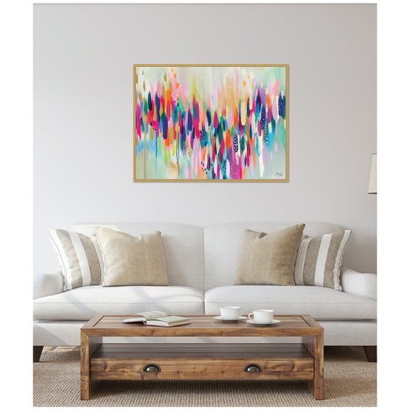 Kate and Laurel Brushstroke 154 Horizontal Framed Canvas Wall Art by Ettavee  42 x 32 Sylvie Bright Gold, Modern, Abstract Art for Wall Decor, Living Room, Bedroom