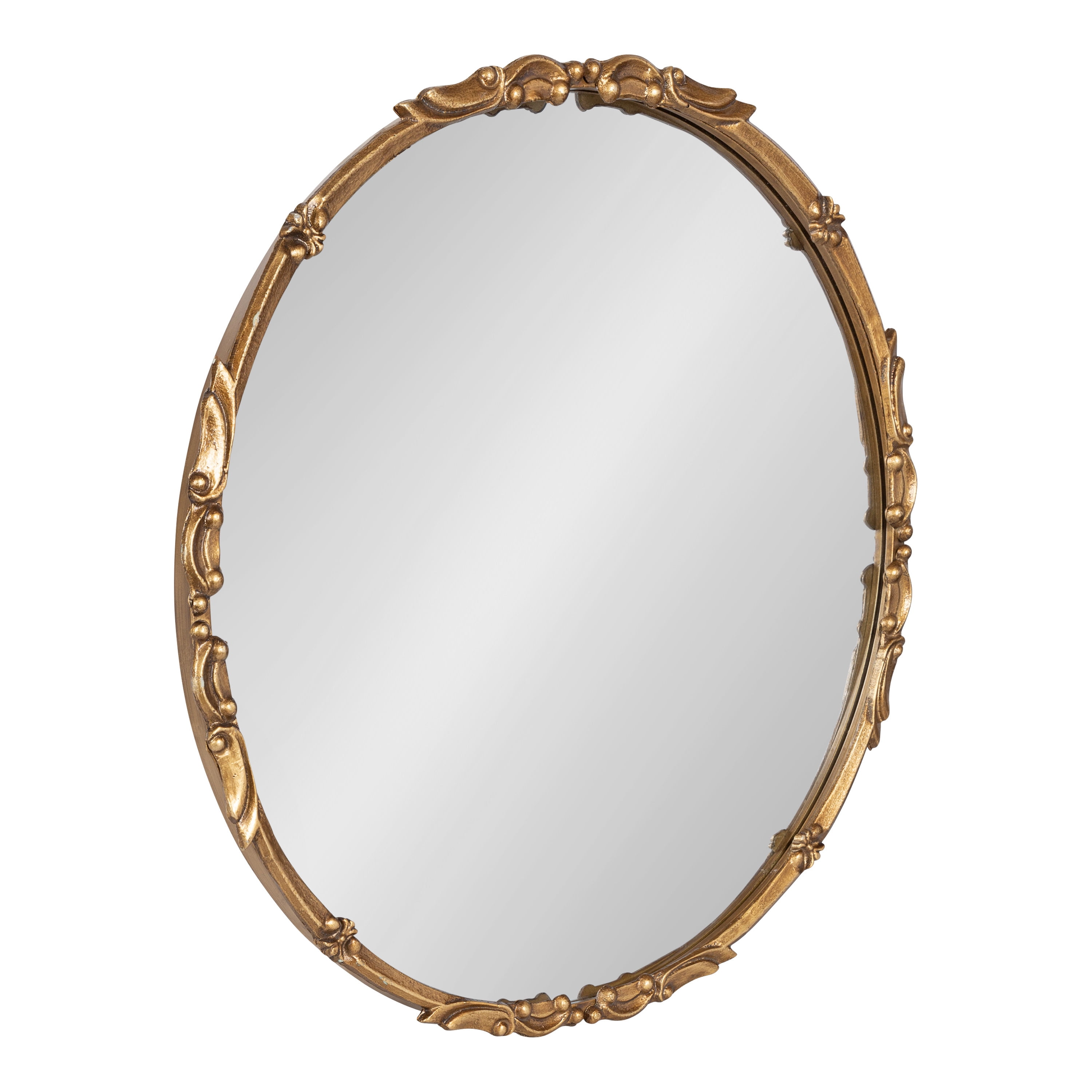 Kate & Laurel Brynley 24-Inch, Antique Gold Round Mirror with Ornate ...