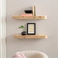 thumbnail image 1 of Kate and Laurel Burlock Modern Burlwood Floating Shelves, Set of 2, 24 x 6, Burlwood, Transitional Functional Kitchen or Bathroom Shelves for Above Toilet Storage or Dorm Room Display, 1 of 9