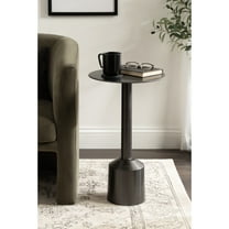 Kate and Laurel Cannings Modern Metal Round Side Table, 14 x 14 x 24, Gunmetal, Transitional Sculptural Indoor Plant Stand with Pedestal Base for Living Room End Table or Bedroom Nightstand