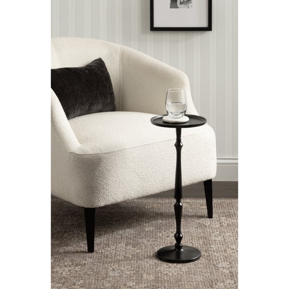 Kate and Laurel Carling Traditional Metal Round Drink Table, 9 x 9 x 22, Black, Vintage Cast Aluminum Accent Table with Unique Spindle Design for Use as Indoor Plant Stand or Living Room Decor Piece