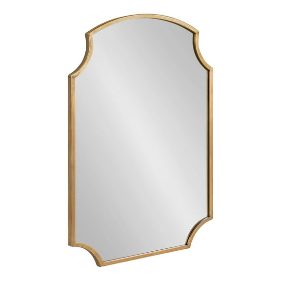 Kate and Laurel Carlow Modern Scalloped Mirror, 20 x 30, Gold, Glamorous and Contemporary Decorative Wall Mirror with Scalloped Corners and Rounded Edges
