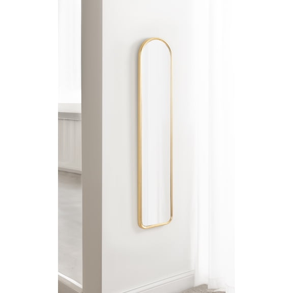 Kate and Laurel Caskill Slim Panel Wall Mirror, 8 x 38, Gold, Glam Tall Arch Mirror Wall Decor for Use as Skinny Entryway Mirror, Decorative Bedroom Mirror, or Cute Nursery Mirror