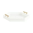 thumbnail image 1 of Kate and Laurel Caspen  Cut Out Pattern Decorative Hexagon Tray with Gold Metal Handles, 16 x 18, White and Gold, Modern Glam Serving Tray with Handles for Living Room Decor, 1 of 9