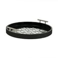thumbnail image 1 of Kate and Laurel Caspen Cut Out Pattern Decorative Round Tray with Silver Metal Handles, 16 x 16, Black and Silver, Modern Glam Serving Tray with Handles for Living Room Decor, 1 of 9