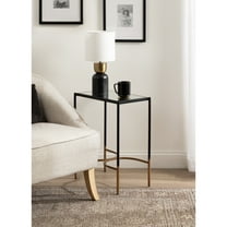 Kate and Laurel Catriona Modern Glam Metal Skinny Side Table, 19 x 11 x 24, Black and Gold, Rectangular Slim Living Room End Table with Geometric Base for Use as Bedroom Accent or Entryway Decor