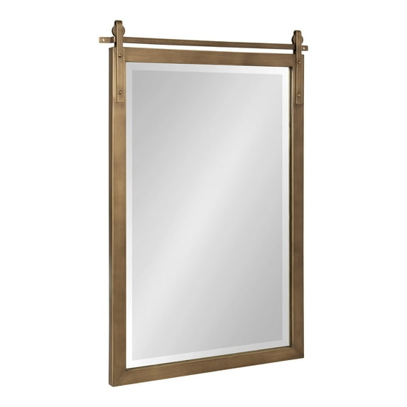 Kate and Laurel Chadbolt Modern Vertical Wall Mirror, 20 x 30, Gold, Decorative Mirror Wall Decor with Rolling Inspired Metal Brackets and Clean Rectangular Shape