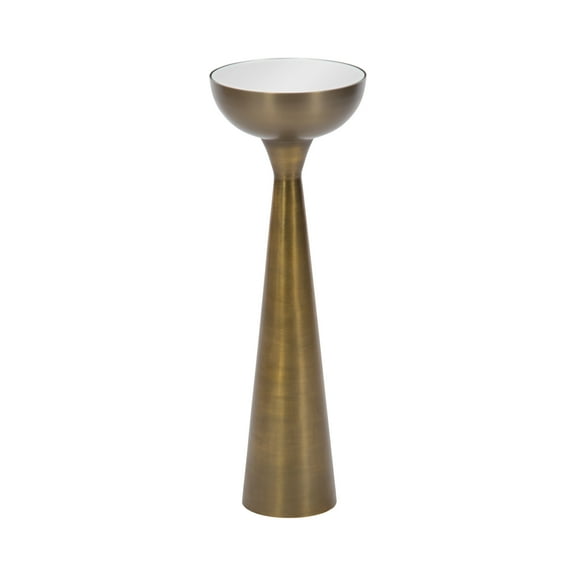 Kate and Laurel Chandon Mid-Century Sophisticated Drink Table, 8 x 8 x 23, Antique Brass, Glam Sculptural Plant Pedestal Table with Unique Mirrored Tabletop and Antique Metallic Finish
