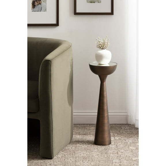 Kate and Laurel Chandon Mid-Century Sophisticated Drink Table, 8 x 8 x 23, Bronze, Glam Sculptural Plant Pedestal Table for Use as Antique Mini Table or Bathtub Accent Table